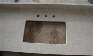 Granite Vanity Top with Wood Base, Pearl White Granite Bathroom Top