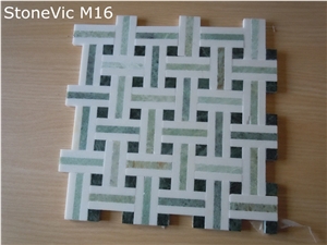 Irregular Shape White and Green Marble Mosaic