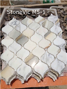 New Design Irregular Lantern Shape White Marble Mosaic Tile