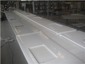 Pure White Quartz Stone Bath Tops