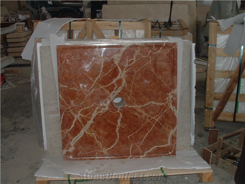 Red Marble Shower Base/Shower Tray