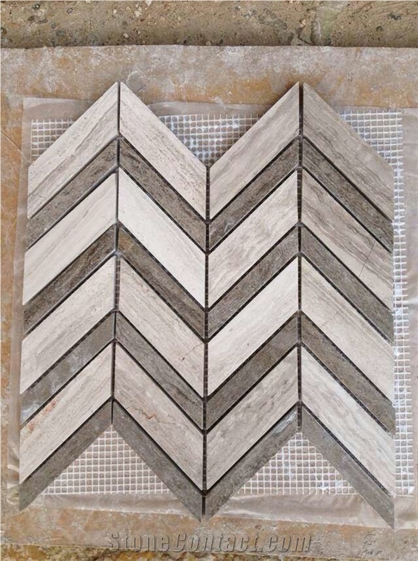 Wooden Grey and Wooden White Marble Mosaic