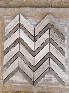 Wooden Grey and Wooden White Marble Mosaic