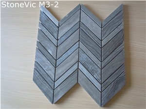 Wooden Grey Marble Mosaic