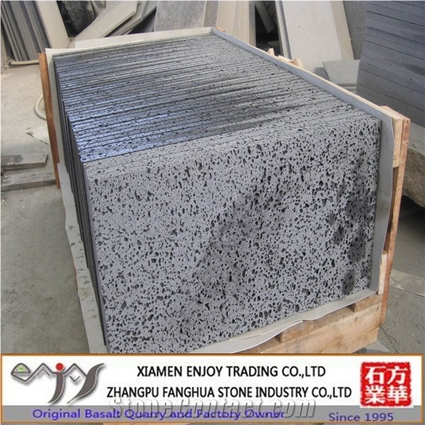 Chinese Lava Stone Cut to Size Tiles / China Grey Basalt / Medium Hole Grey Basalt / Sawn or Machine Cut