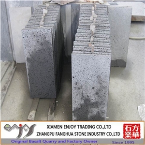 Chinese Lava Stone Cut to Size Tiles / China Grey Basalt / Medium Hole Grey Basalt / Sawn or Machine Cut