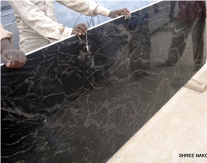 Silver-Black-Markino Granite Slabs & Tiles, India Black Granite