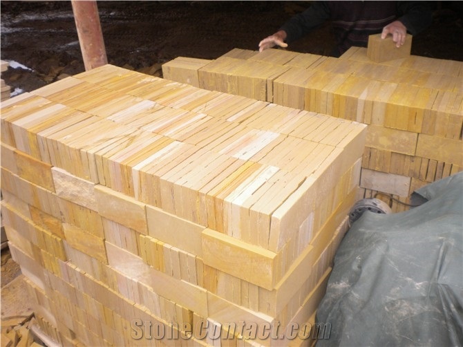 China Wooden Sandstone Paver Slabs & Tiles, China Beige Sandstone