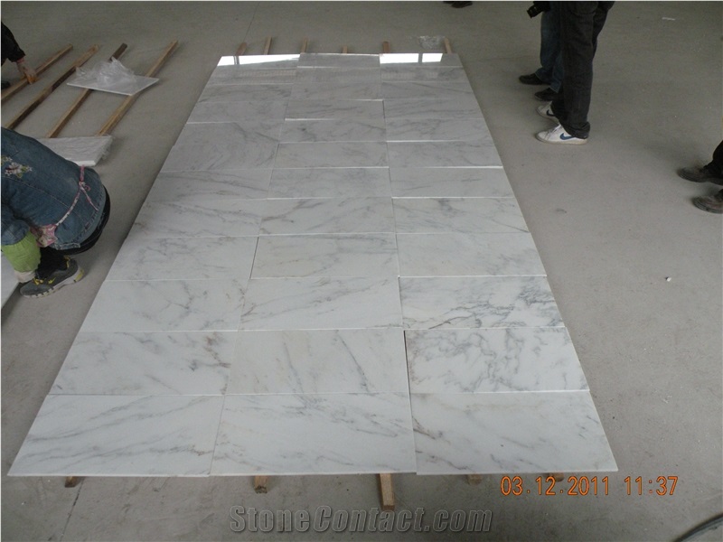 Polished Chinese Carrara White Marble Tile,Chinese White Marble Tile