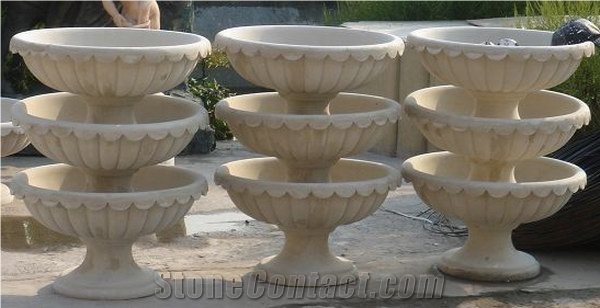 China Yellow Sandstone Exterior Flower Pot