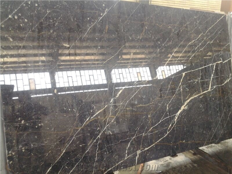 Black and Gold Marble Slabs & Tiles, Iran Black Marble, Golden Black Marble