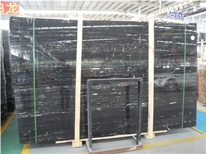 Silver Dragon Black Portoro Marble Slabs