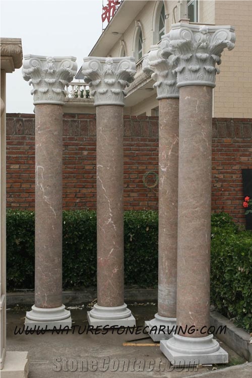 Column Pillar Building Material, Sx Beige Marble Columns