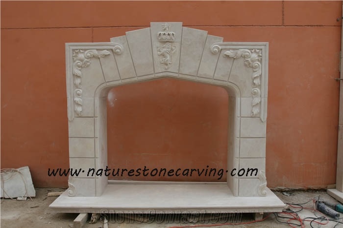 Egypt Beige Limestone Fireplace Mantel