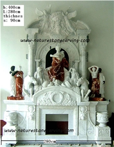 Fireplace Mantel,White Marble Fireplace Mantel