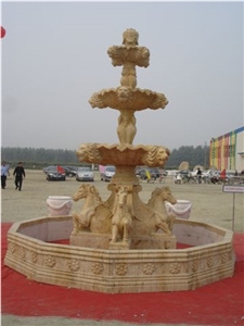 Garden Founain, Yellow Travertine Fountain, Hy Yellow Travertine Fountains, China Yellow Travertine Fountains