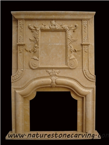 Yellow Limestone Fireplace Mantel