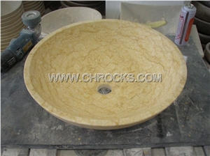 Cream Marble Round Sink,China Marble Sink,Marble Wash Basin