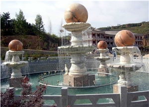 Dw Rolling Sphere Fountain in Cluster, Beige Granite Fountains