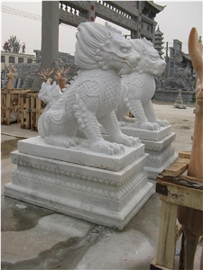 Hand Carved Chinese Granite Lions,Carved Stone