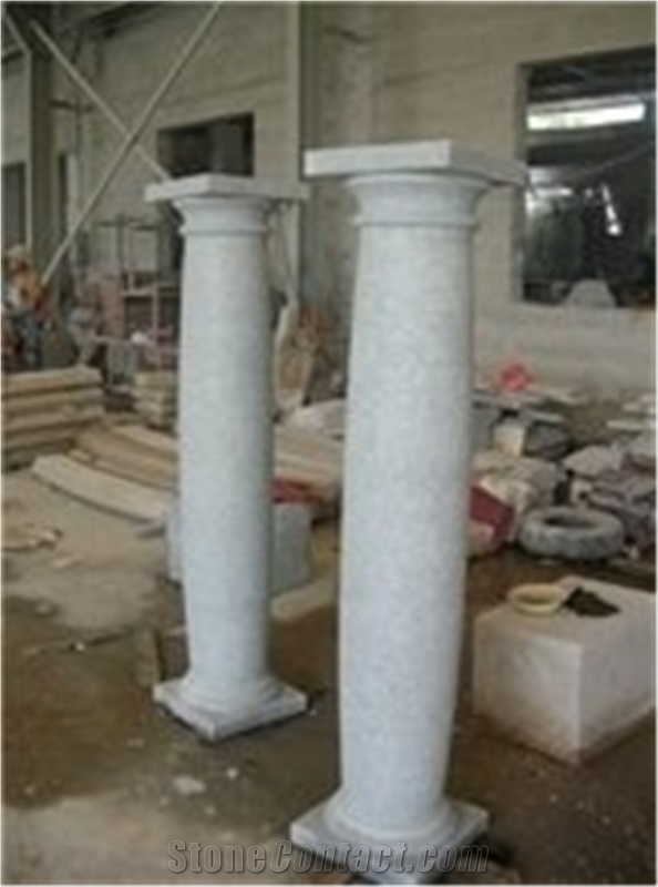 Hand Carved Roman Column&Pedestals, Beige Granite Roman Columns