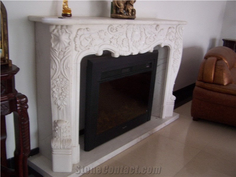 Marble Fireplace with Sculpture,White Marble Fireplace