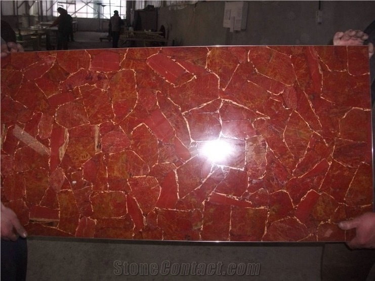 Red Agate Semiprecious Stone Slab