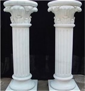 Stone Roman Column Caving, White Marble Roman Columns