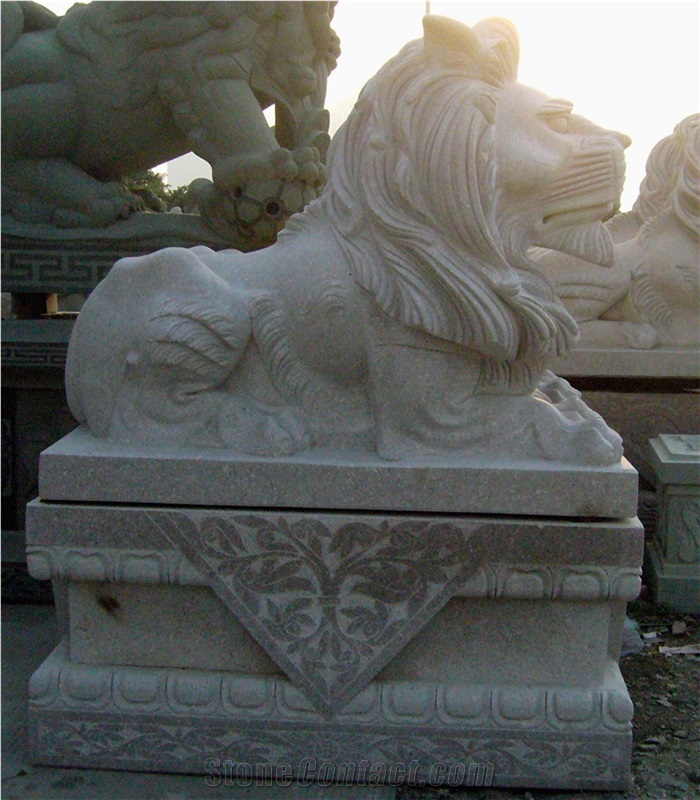 White Garden Granite Lion Sculpture