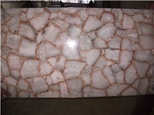 White Semiprecious Stone Slab