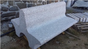 White Amanecer Granite Double Bench, Gris Campanario Grey Granite Bench