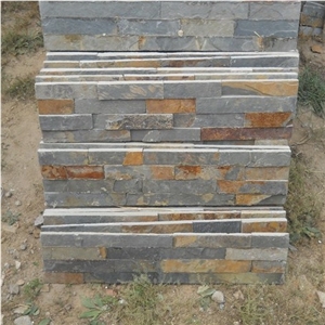 Chinese Rusty Slate Culture Walling Stone, Natural Yellow Slate Walling