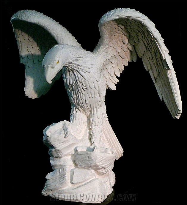 Carved Outdoor Granite Stone Eagle, Grey Granite Sculpture & Statue