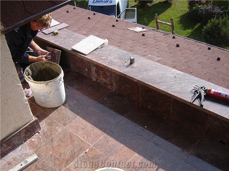 Multicolor Red Granite Floor Installation Slabs & Tiles, India Red Granite