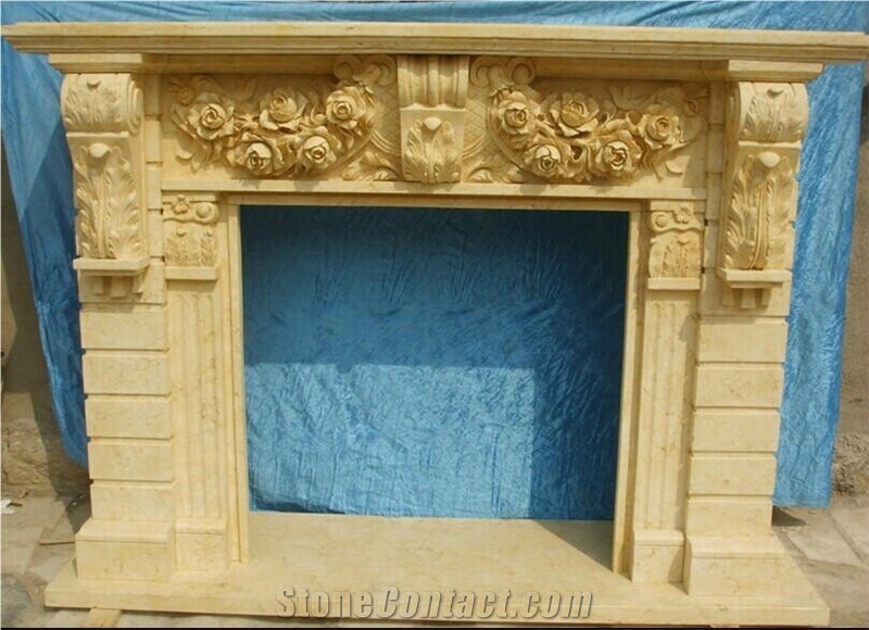 Fireplace Mantel Beige Marble Fireplace Mantel From China