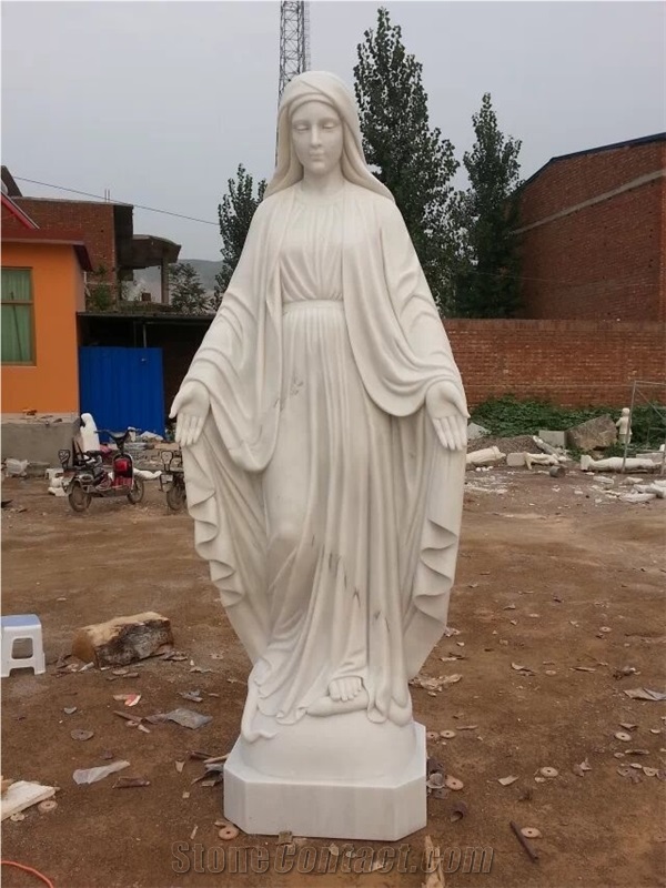 White Marble Sculpture Virgin Mary