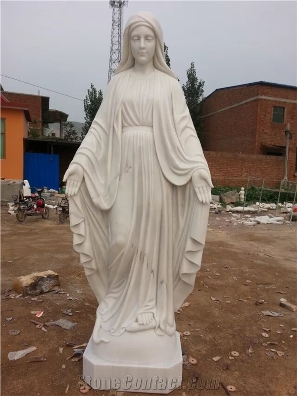White Marble Sculpture Virgin Mary