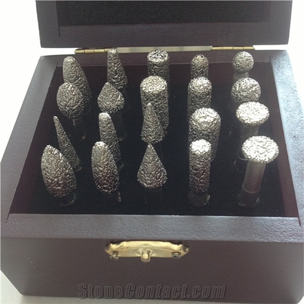 Box of 20 Diamond Burr Bits, Stone Sculpting and Engraving Kit