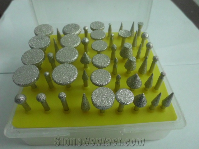 3.17mm Diamond Brazed Burrs for Jade Carving 50 Pcs a Set
