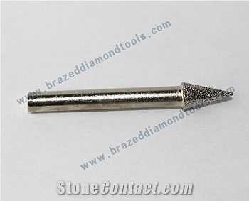 Conical Diamond Brazed Burrs for Carving Stone
