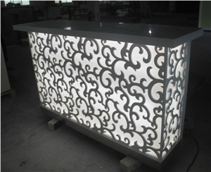 Led Bar Counter Design, Luxury Small Bar Counter, Acrylic Solid Surface Furniture