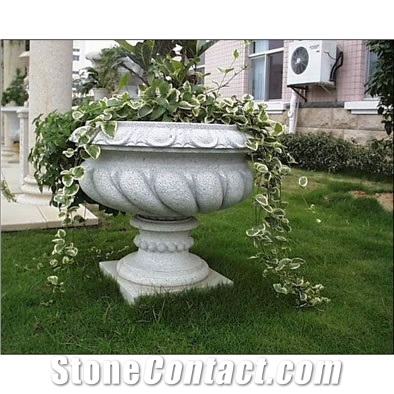 Granite Round Garden Flower Pot,Natural Stone Outside Garden Flower Pot,Item No. Sgp025