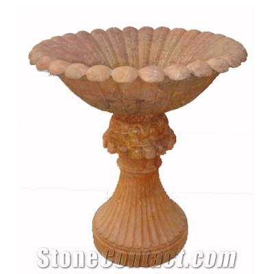 Wellest Copper Yellow Marble Flower Pot,Natural Stone Outside Garden Flower Pot,Item No.Sgp010