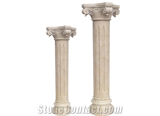 Wellest Cream Marfil Marble Solid & Hollow Configuration Antique Roman Columns, Greek Columns,Model Rp003
