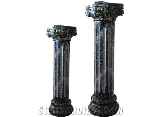 Wellest Dark Green Marble Solid & Hollow Configuration Antique Roman Columns, Greek Columns,Model Rp018