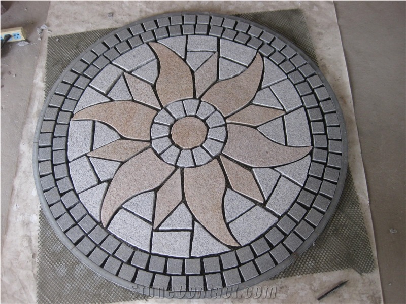 Wellest G603 G654 G682 Mixed Granite Paver Pattern ,Meshed Paving Stone ,Top Flamed, Sides Natural, Bottom Sawn Cut,Mg-117