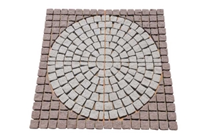 Wellest G603 G658 Meshed Granite Paving Stone,Cobble and Cube Stone on Meshed,Five Faces Natural and Tumbled,Bottom Saw Cut Mg-087