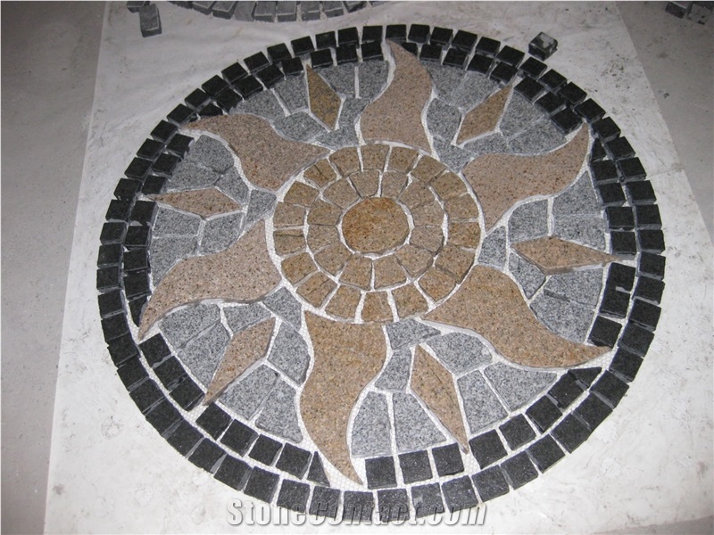 Wellest G603 G684 G682 Mixed Granite Paver Pattern ,Meshed Paving Stone ,Top Flamed, Sides Natural, Bottom Sawn Cut Mg-119