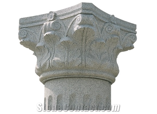 Wellest G603 Luner Pearl China Rosa Beta Granite Column Top,Pillar Cap,Bushhammered Surface,Model Pc010