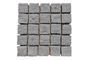 Wellest G654 Meshed Granite Paving Stone,Cobble and Cube Stone on Meshed,Five Faces Natural ,Bottom Saw Cut Mg-081
